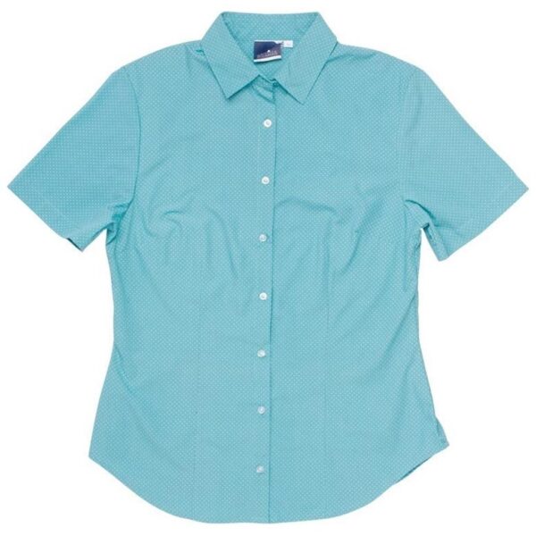 Rita Short Sleeve Blouse – Aqua Marked to clear 100gsm