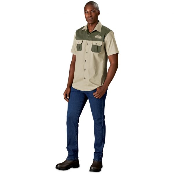 Mens Short Sleeve Serengeti 2-Tone Bush Shirt Lounge shirts