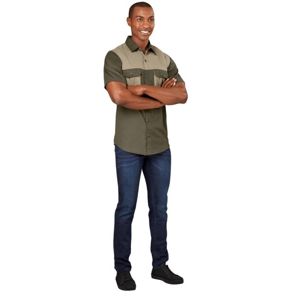 Mens Short Sleeve Serengeti 2-Tone Bush Shirt Lounge shirts