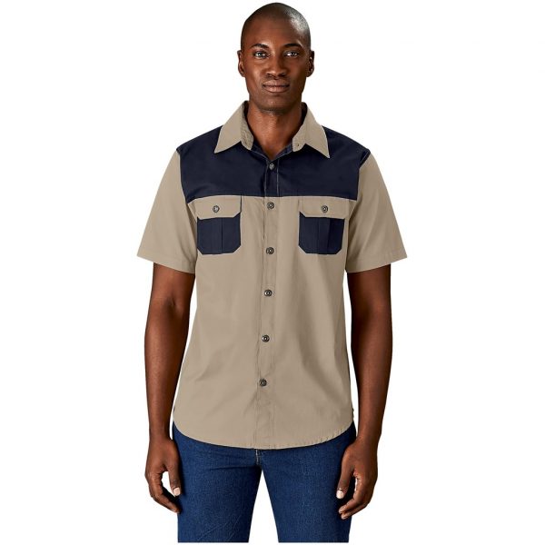 Mens Short Sleeve Serengeti 2-Tone Bush Shirt Lounge shirts