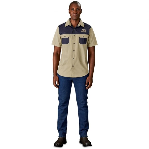 Mens Short Sleeve Serengeti 2-Tone Bush Shirt Lounge shirts