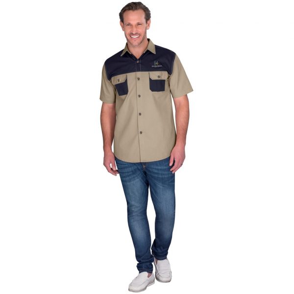 Mens Short Sleeve Serengeti 2-Tone Bush Shirt Lounge shirts