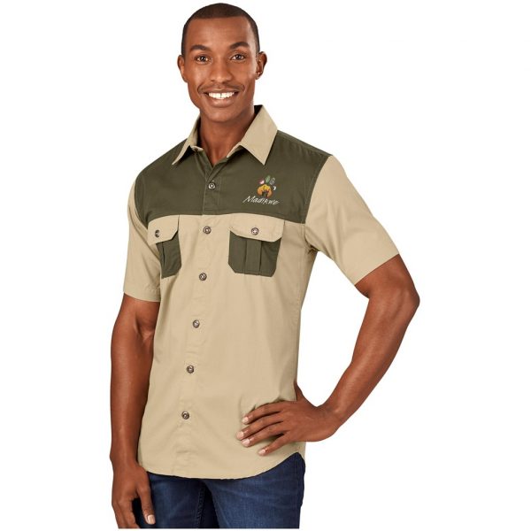 Mens Short Sleeve Serengeti 2-Tone Bush Shirt Lounge shirts