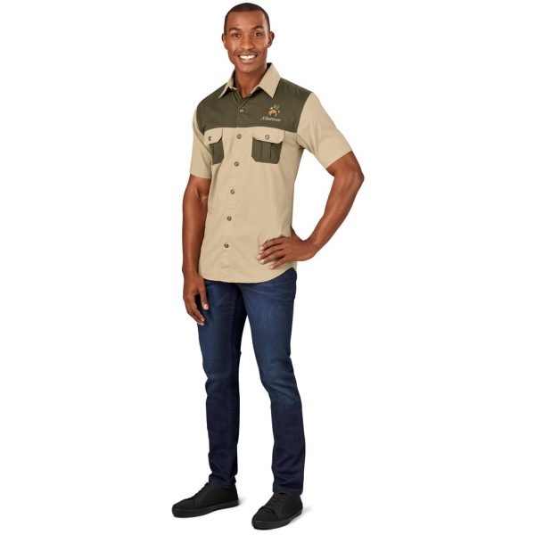 Mens Short Sleeve Serengeti 2-Tone Bush Shirt Lounge shirts