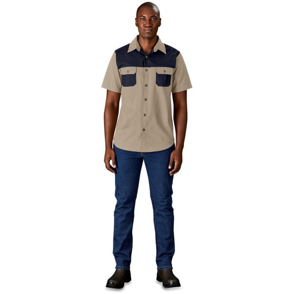 Mens Short Sleeve Serengeti 2-Tone Bush Shirt Lounge shirts