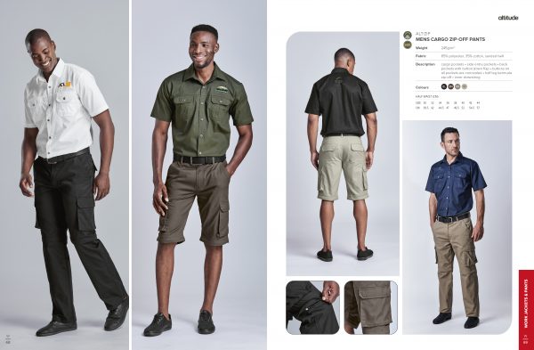 Mens Cargo Zip Off Pants Pants skirts and belts 245gsm