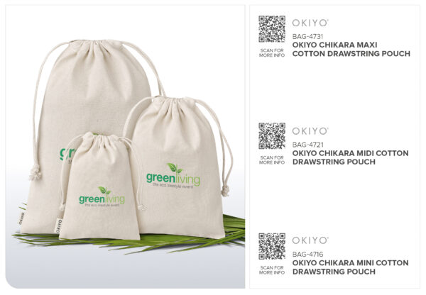 Okiyo Chikara Mini Cotton Drawstring Pouch Drawstring bags