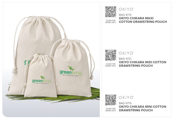 Okiyo Chikara Midi Cotton Drawstring Pouch Drawstring bags