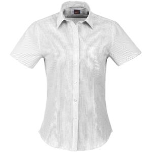 Ladies Short Sleeve Huntington Shirt – White Black Marked to clear