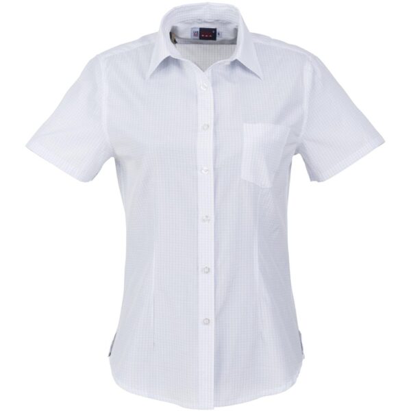 Ladies Short Sleeve Huntington Shirt – White Light Blue Marked to clear