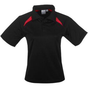 Kids Splice Golf Shirt – Black Red Marked to clear