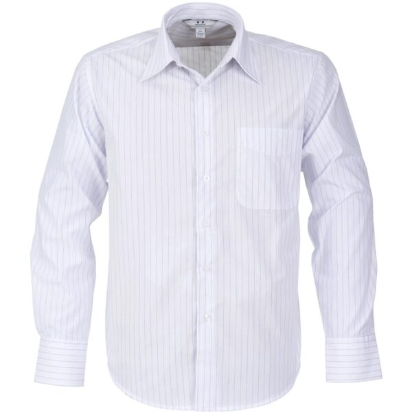 Mens Long Sleeve Manhattan Striped Shirt – White Navy Marked to clear