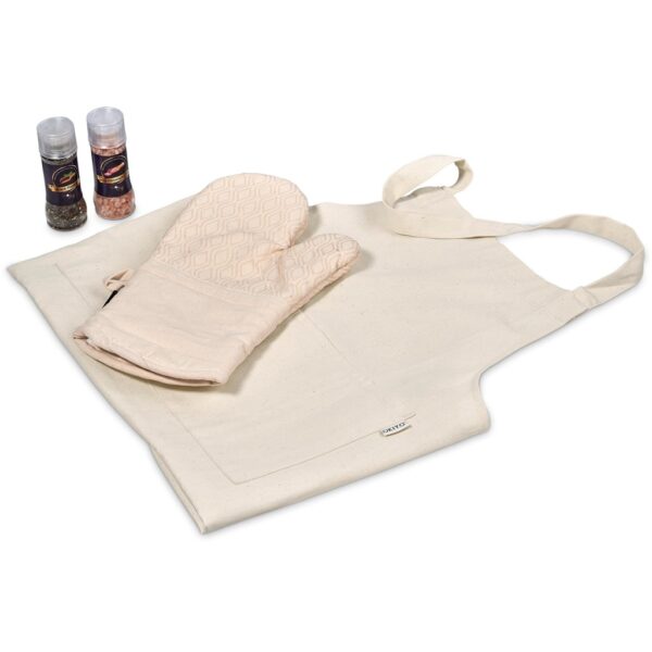 Viedma Gourmet Gift Set – Natural Corporate gifts apron braai spice and oven glove