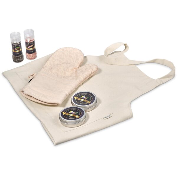 Pergamino Gourmet Gift Set – Natural Corporate gifts apron braai spice and oven glove