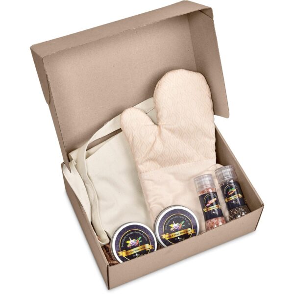 Pergamino Gourmet Gift Set – Natural Corporate gifts apron braai spice and oven glove