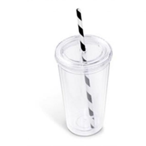 Malibu Double-Wall Plastic Tumbler & Straw – 470ml Drinkware DW-6820