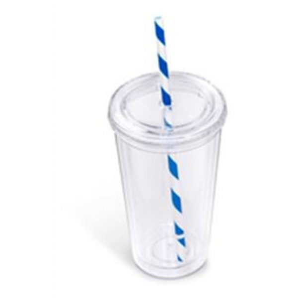 Malibu Double-Wall Plastic Tumbler & Straw – 470ml Drinkware DW-6820