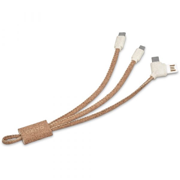 Okiyo Soshin Cork Tri-Cable Mobile technology 3-in-1 Charging Cable