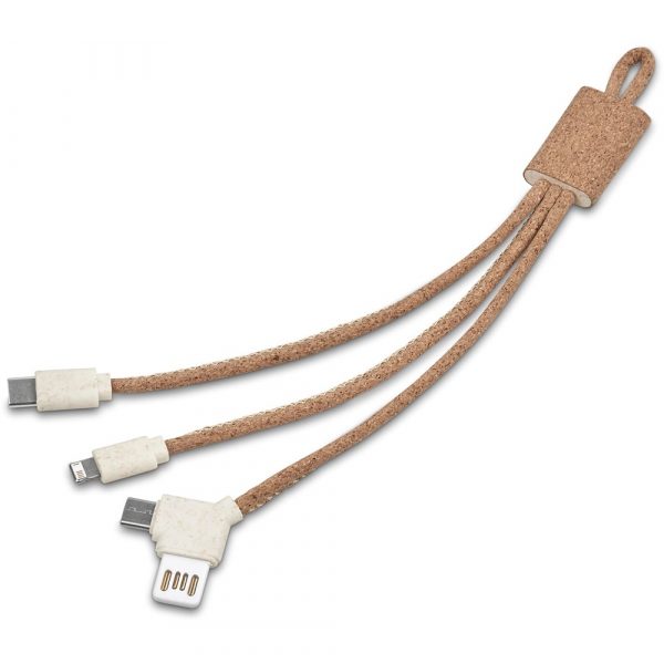 Okiyo Soshin Cork Tri-Cable Mobile technology 3-in-1 Charging Cable