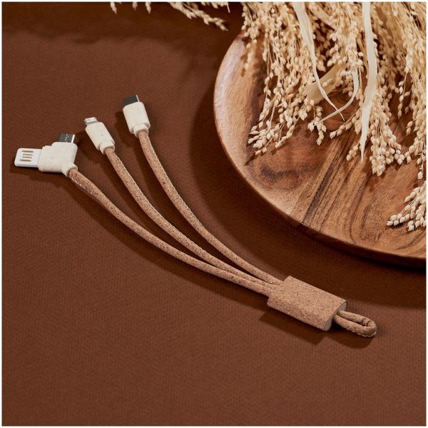 Okiyo Soshin Cork Tri-Cable Mobile technology 3-in-1 Charging Cable