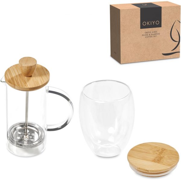 Okiyo Aibo Glass & Bamboo Coffee Set Ideas for women bamboo coffee set