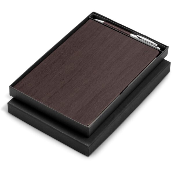 Oakridge Hard Cover Notebook & Pen Set – Brown notebook