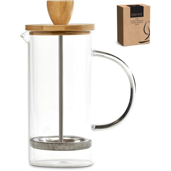 Okiyo Osu Glass & Bamboo Coffee Plunger – 350ml Corporate gifts coffee plunger