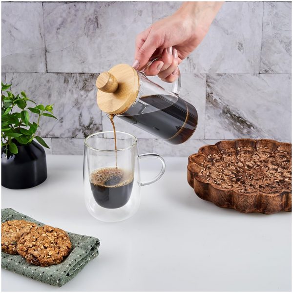 Okiyo Osu Glass & Bamboo Coffee Plunger – 350ml Corporate gifts coffee plunger