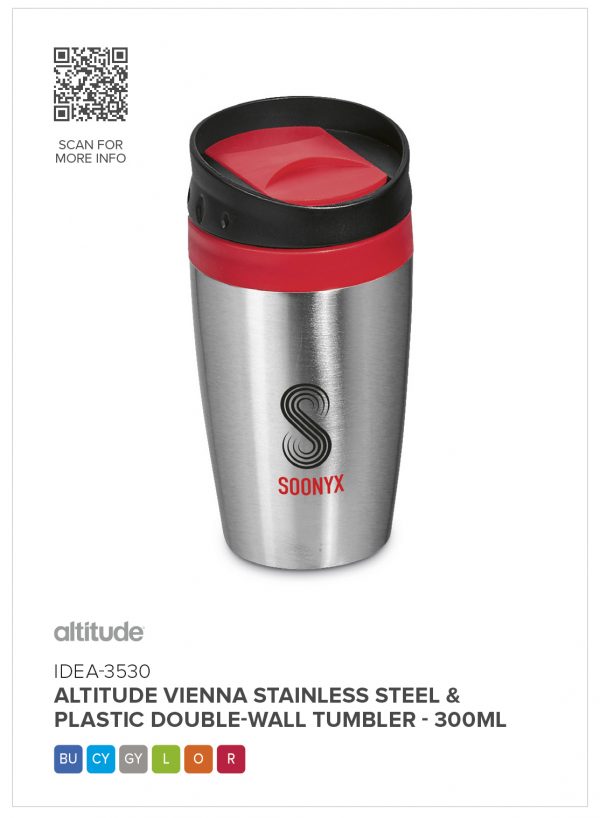 Altitude Vienna Stainless Steel & Plastic Double-Wall Tumbler – 300ml Drinkware travel mug