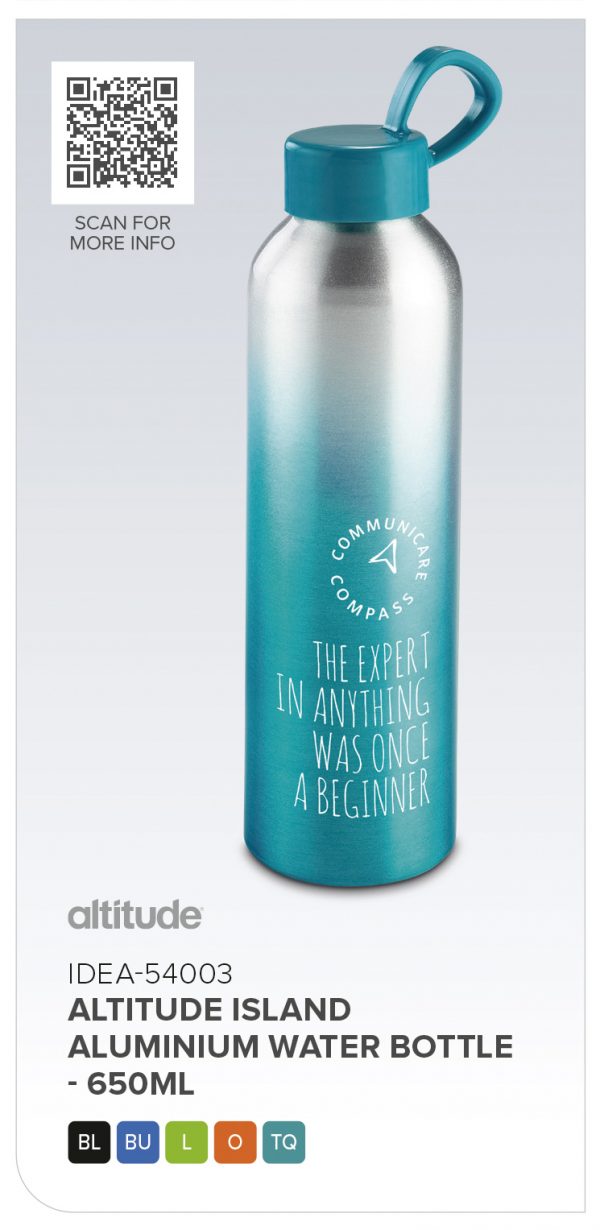 Altitude Island Aluminium Water Bottle – 650ml Drinkware