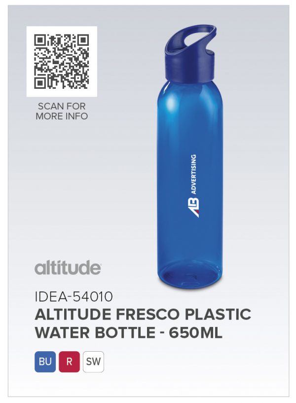 Altitude Fresco Plastic Water Bottle – 650ml Drinkware