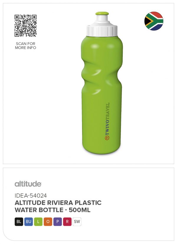 Altitude Riviera Plastic Water Bottle – 500ml Drinkware plastic water bottle