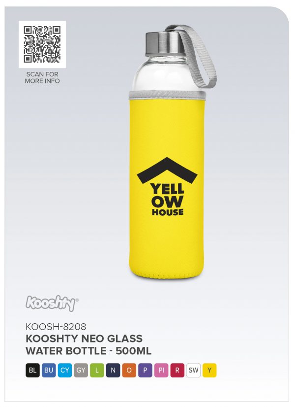 Kooshty Neo Glass Water Bottle – 500ml Drinkware IDEA-8208