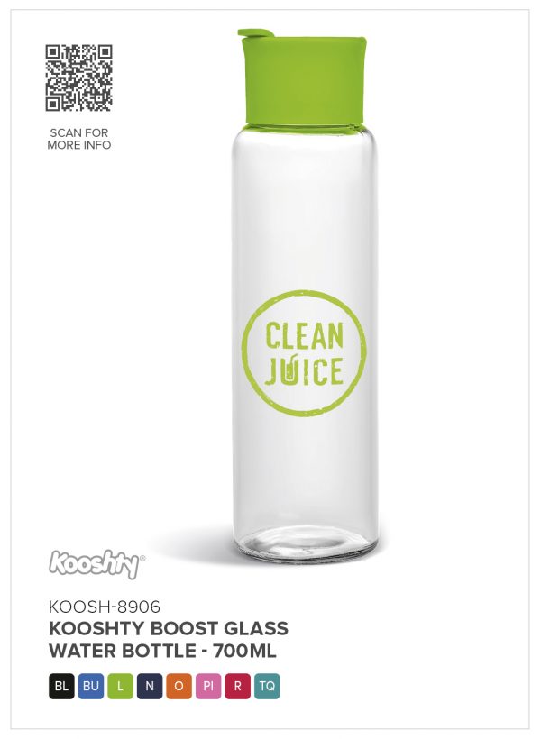 Kooshty Boost Glass Water Bottle – 700ml Drinkware