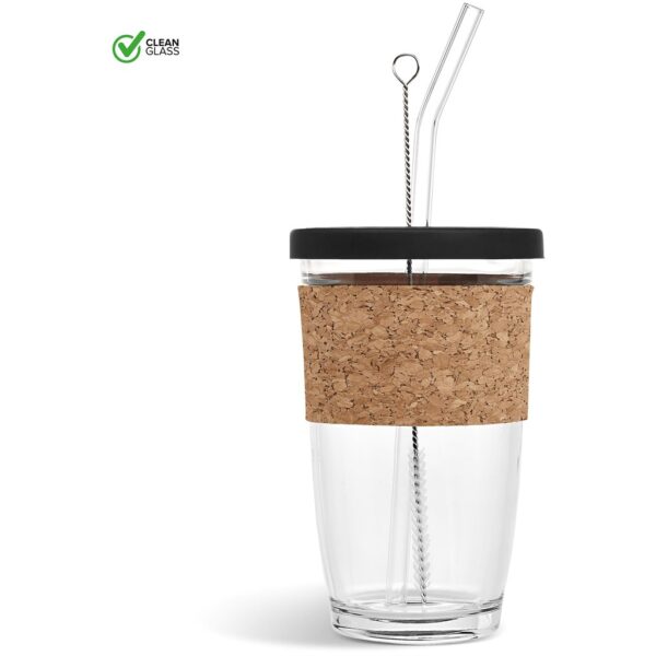 Kooshty Kork Glass Smoothie Kup & Straw – 480ml Drinkware glass cup