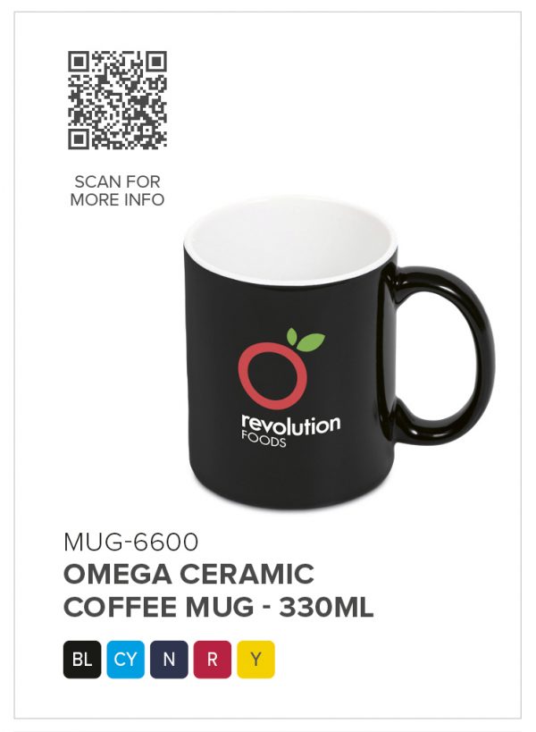 Omega Ceramic Coffee Mug – 330ml Drinkware ceramic mug