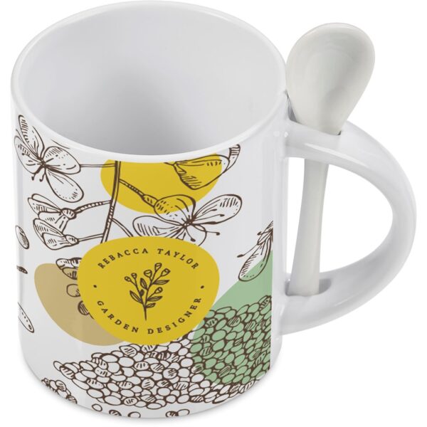 Eden Sublimation Ceramic Coffee Mug & Spoon Set – 320ml Drinkware mug and spoon