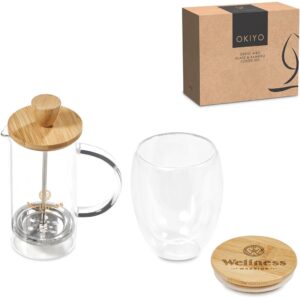 Okiyo Aibo Glass & Bamboo Coffee Set Ideas for women bamboo coffee set