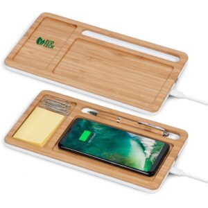 Okiyo Musen Bamboo Wireless Charger Desk Organiser Mobile technology desk organiser