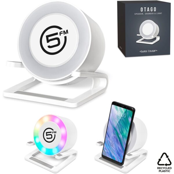 Swiss Cougar Otago Bluetooth Speaker, Wireless Charger, Phone Stand & Night Light Mobile technology light