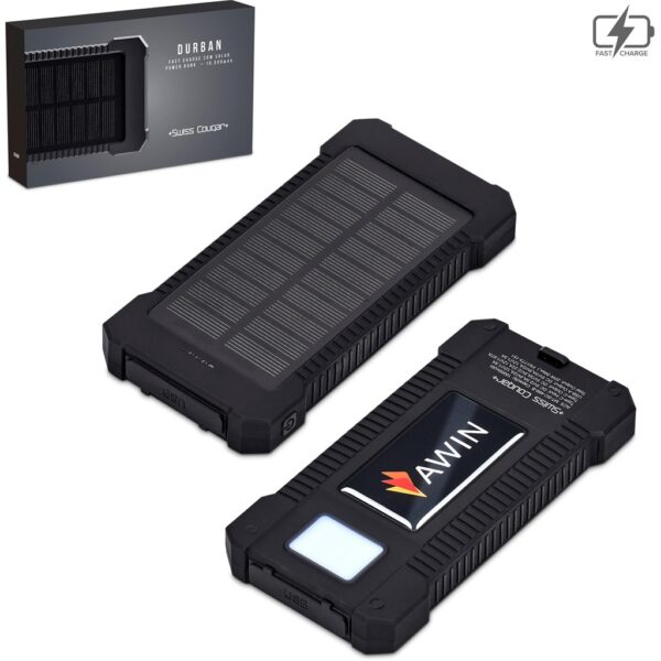 Swiss Cougar Durban Fast Charge 20W Solar Power Bank -10000mAh Mobile technology Power Bank