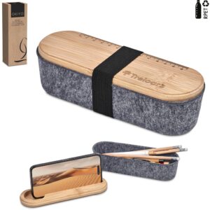 Okiyo Byoga Recycled PET Felt & Bamboo Stationery Case Stationery bamboo pencil case