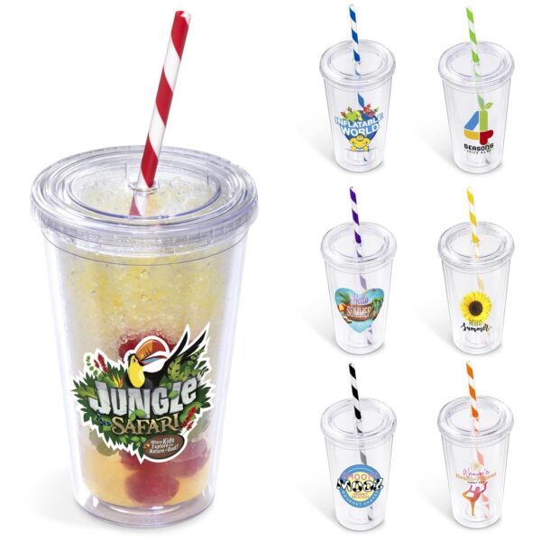 Malibu Double-Wall Plastic Tumbler & Straw – 470ml Drinkware DW-6820