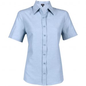 Ladies Short Sleeve Oxford Shirt – Light Blue Marked to clear Blouse