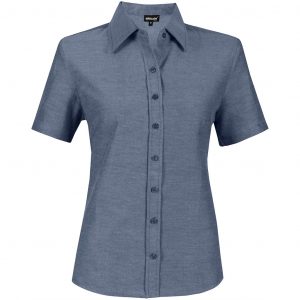 Ladies Short Sleeve Oxford Shirt – Navy Marked to clear Blouse