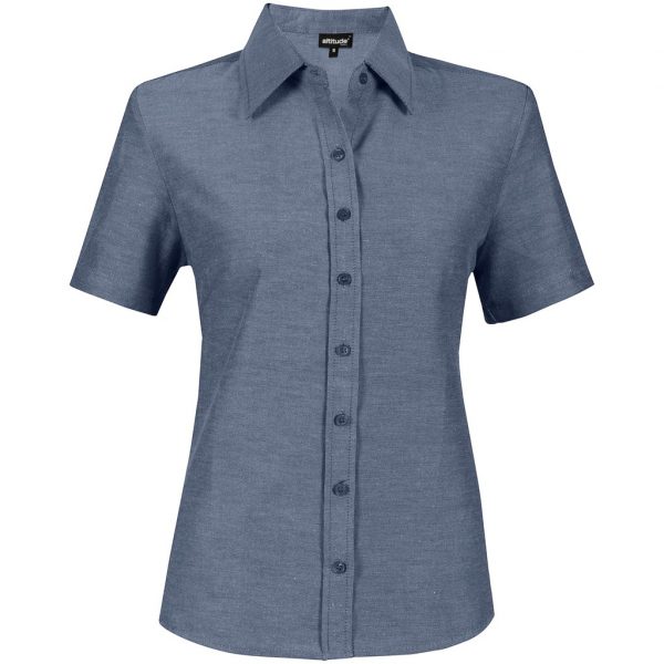 Ladies Short Sleeve Oxford Shirt – Navy Marked to clear Blouse