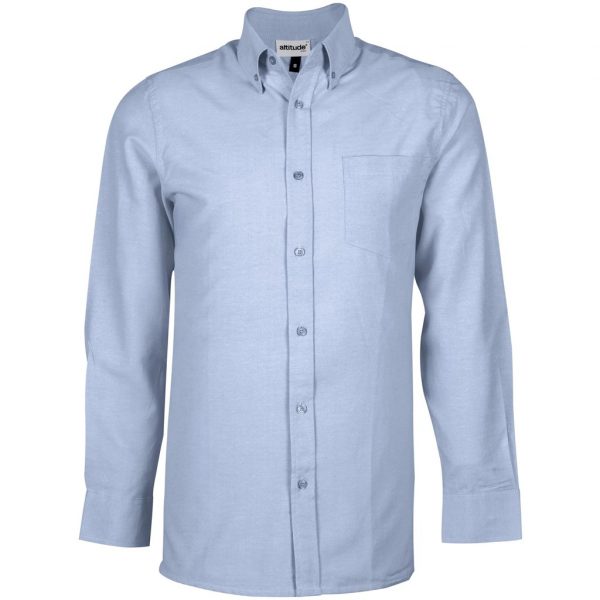 Mens Long Sleeve Oxford Shirt – Light Blue Marked to clear cotton rich