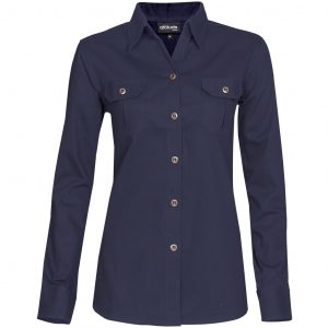 Ladies Long Sleeve Oryx Bush Shirt – Navy Marked to clear