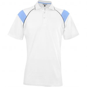 Mens Score Golf Shirt – White Light Blue Marked to clear 100% cotton