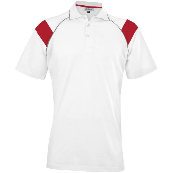 Mens Score Golf Shirt – White Red Marked to clear 100% cotton